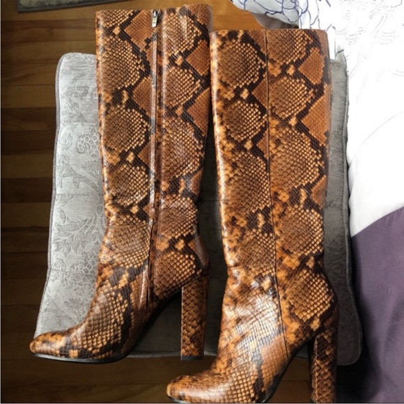 Aldo Leather Snake Print Boots - Picture 3 of 10
